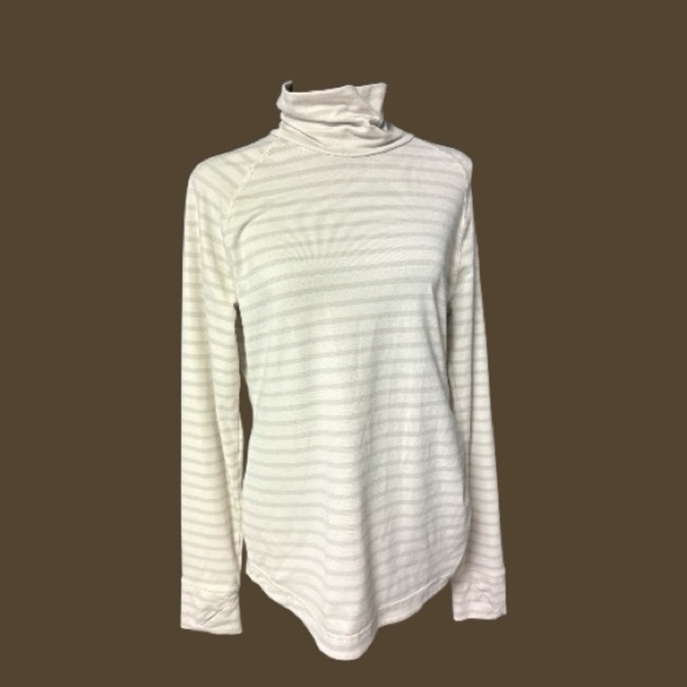 Indyeva Cream Striped Turtleneck Long Sleeve Top Size Large